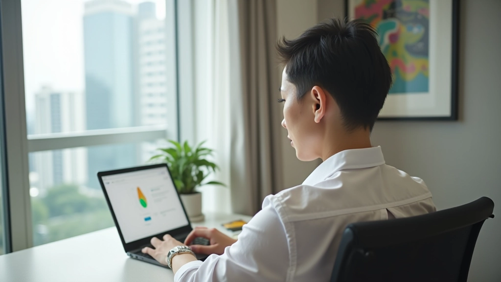 Business traveler working at desk in modern apartment with high-speed internet setup and ergonomic workspace